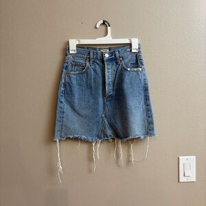 Citizens Of Humanity Astrid Skirt 24 Denim Button Fly Distressed Western Rodeo